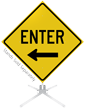 Enter Left Arrow Roll Up Sign