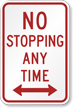 No Stopping Any Time with Bi directional Arrow