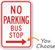 No Parking Bus Stop Traffic Sign with Arrow