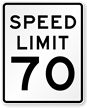 Speed Limit 70 For Road Traffic Sign