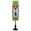 State Law Pedestrians Yield Road Traffic Sign and FlexPost Kit