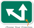 Straight Thru Angled Left Right Arrow Traffic Sign