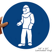 White Full Protective Clothing Military Hazard Symbol Labels