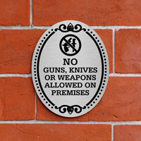 No Weapons Permitted: Diamondplate Door Sign