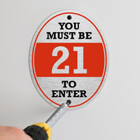 Oval 21+ Entry Sign