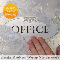 Office entrance door sign with diamond plate design