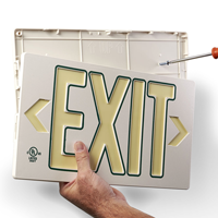 Photoluminescent  White w/Green Molded Exit Sign