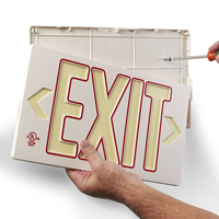 Photoluminescent  White w/Red Molded Exit Sign