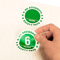 No Accidents 6 Years Hard Hat Stickers