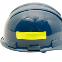 Yellow reflective strips on a hard hat - put one on each side