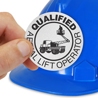 Aerial Lift Operator Hardhat Label