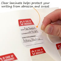 Write-on hard hat decals for emergencies