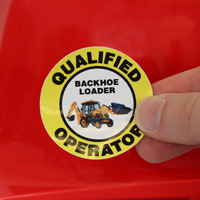 Safety Helmet Backhoe Loader Label