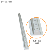 6' Tall Galvanized Steel Post (with bolts & nuts)