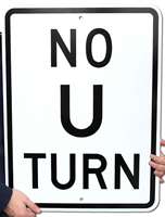 NO U TURN Aluminum Parking Signs