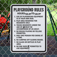 Outdoor play area rules notice