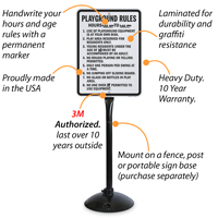 Children's playtime regulations sign