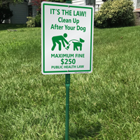 Dog Poop Sign - Clean Up After Your Dog, Maximum Fine $250 Sign Dog Poop Sign - Clean Up After Your Dog, Maximum Fine $250 Sign