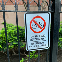 Do not lock your bicycle here sign