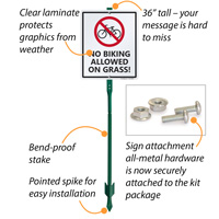 Prohibited Biking on Grass Sign