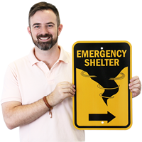 Directional Emergency Shelter Sign