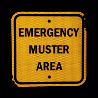 Emergency Muster Area Fluorescent Yellow Sign