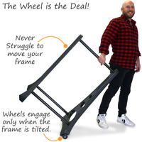Sign frame with wheels