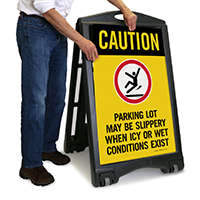 Parking Lot May Be Slippery When Icy Sign