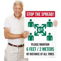 Sidewalk Sign: Maintain 6ft Distance