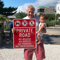 Private road sign no parking no outlet no trespassing