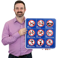 Pool Rules with Graphics Sign