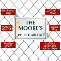 Personalized name and address sign