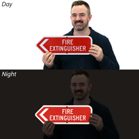 Fire Extinguisher with Arrow Sign