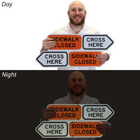 Sidewalk Closed Cross Here Reflective Sign