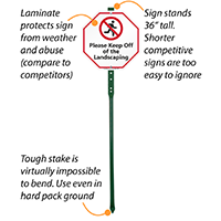 "Stay off the grass" warning sign