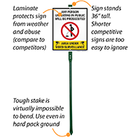 Lawn sign for prosecuting public urination