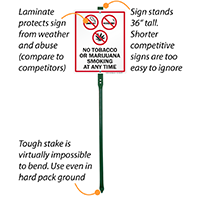 Lawnboss sign prohibiting tobacco and marijuana smoking