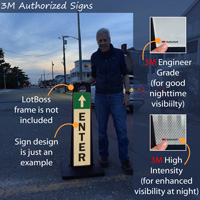 Parking lot label for entrance and deceleration
