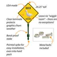 Road sign for duck crossing area