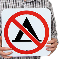 No Camping Tent Symbol Signs