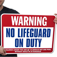 No Lifeguard On Duty Sign
