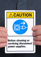 Caution Before Cleaning, Servicing Disconnect Power Labels