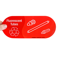 Fluorescent Tubes, Vinyl Recycling Stickers with Symbol