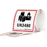UN 3480 Battery Warning Label