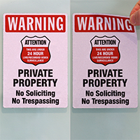 Warning - No Soliciting, No Trespassing Label