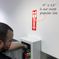 Fire Extinguisher (Downward Arrow) Safety Label