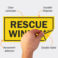 School fire safety window label for rescue