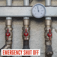 Warning label for shut-off procedures