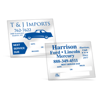 Vehicle maintenance stickers for service centers