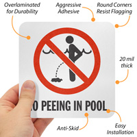 No peeing Pool marker: No peeing allowed